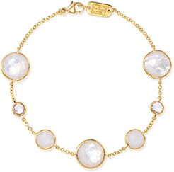 18K Yellow Gold Lollipop Clear Quartz, White Moonstone & Clear Quartz over Mother-Of-Pearl Seven-Stone Link Bracelet