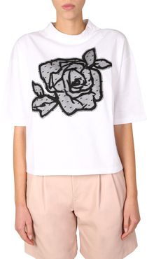 t-shirt with rose embroidery