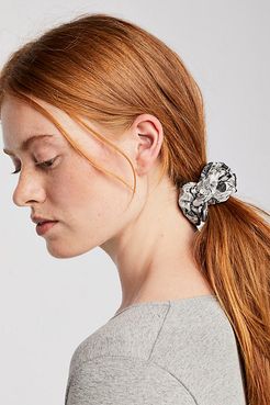 Silk Brocade Scrunchie by Free People, Grey Floral, One Size