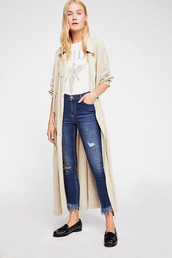 Great Heights Frayed Skinny Jeans by We The Free at Free People, Night Shade, 31