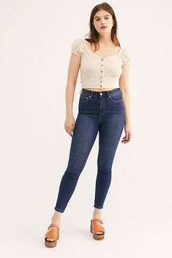 CRVY High-Rise Super Skinny Jeans by We The Free at Free People, Worn Dark, 35