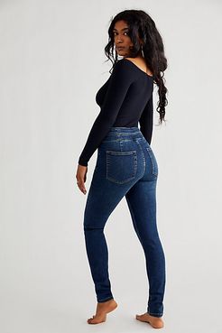 CRVY High-Rise Lace-Up Skinny Jeans by We The Free at Free People, Blue Honey, 34