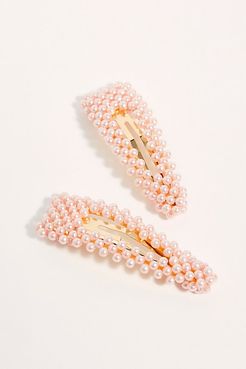 Pretty Beaded Clip Set by Free People, Blush, One Size