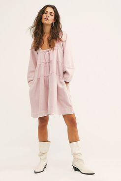 Lou Jean Babydoll Dress by Free People, Pink Acid Wash, L