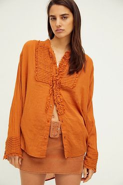 Voile Miles Tuxedo Shirt by FP One at Free People, Rust, XS