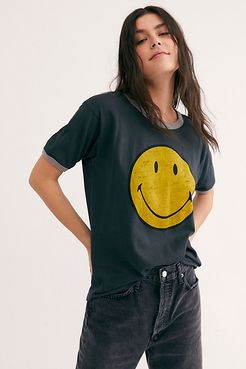 Classic Smiley Ringer Tee by Daydreamer x Free People at Free People, Black, XS