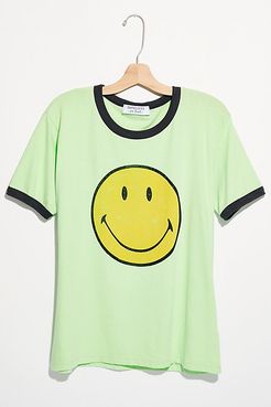 Classic Smiley Ringer Tee by Daydreamer x Free People at Free People, Bright Green, XS