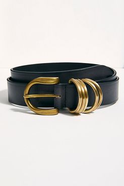 Rori Leather Belt by FP Collection at Free People, Black / Gold Combo, M/L