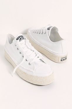 Chuck Taylor All Star Espadrille Sneakers by Converse at Free People, White / Black / Natural, US 10