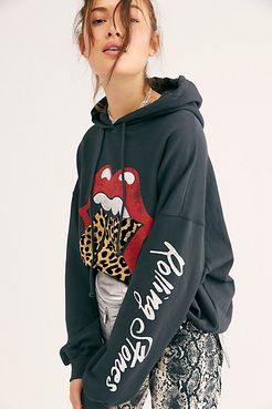 Rolling Stones Tongue Hoodie by Daydreamer at Free People, Black, XS