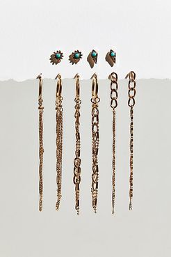 Chain Reaction Earring Set by Free People, Gold / Turq, One Size