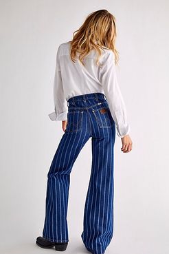 Wanderer High Rise Flare Jeans by Wrangler at Free People, Laser Stripe, 25