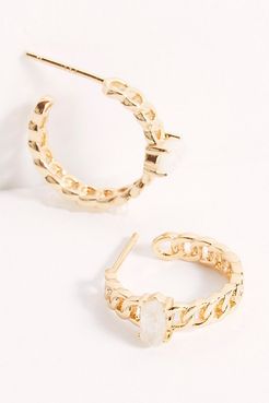 Chainlink Hoop Earrings by Joy Dravecky at Free People, Gold / Moon, One Size