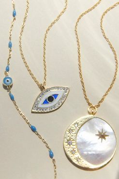 Tai Pearl and Star Moon Coin Necklace by Tai Jewelry at Free People, Pearl, One Size
