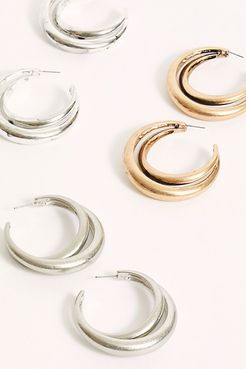 Split Hoop Earrings by Free People, New Silver, One Size