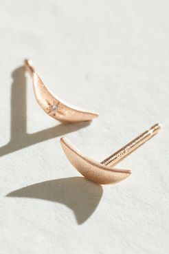 Crescent Moon Stud Earrings by Sirciam Jewelry at Free People, Rose Gold, One Size