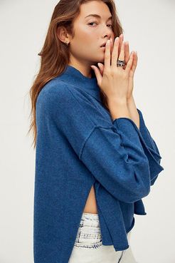 Blossom Cashmere Turtleneck Sweater by Free People, Teal, XS