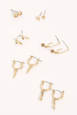 Romantic Rights Stud Set by Free People, Gold / Citrine, One Size