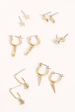 Romantic Rights Stud Set by Free People, Gold / Crystal, One Size