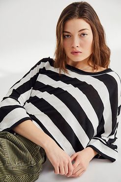 East West Stripe Tee by We The Free at Free People, Washed Black + Ivory, M