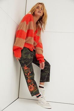 Embroidered Boyfriend Pants by Driftwood at Free People, Camo, XS