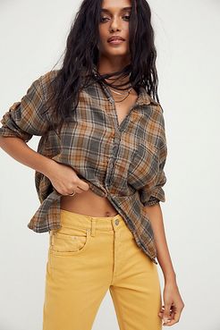 Oversized Plaid Shirt by CP Shades at Free People, Taupe, S