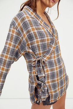 Plaid Wrap Top by CP Shades at Free People, Bone, S