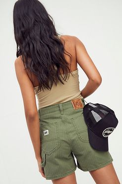 High Rise Dungaree Shorts by Lee at Free People, Vintage Olive, 26