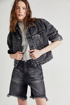 High Rise 90's Dad Shorts by Lee at Free People, Washed Black, 25