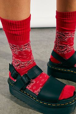 Soma Printed Socks by Destin at Free People, Red, One Size