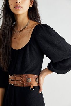 Gilded Double Buckle Belt by FP Collection at Free People, Distressed Cognac, S/M