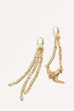 Swallow Pendant Earrings With Bar Link Chains by Ayana Designs at Free People, Gold, One Size