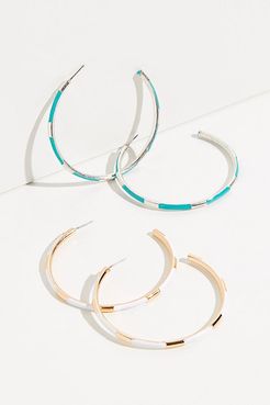Sundowner Hoops by Avondayle at Free People, Gold / White, One Size