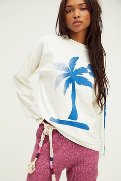 Palm Tree Long Sleeve Tee by Midnight Rider at Free People, White, XS
