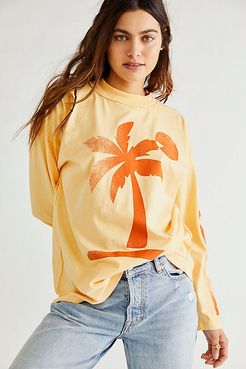 Palm Tree Long Sleeve Tee by Midnight Rider at Free People, Flax, S