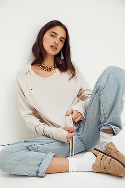 Arden Destructed Tee by We The Free at Free People, Salt, XS