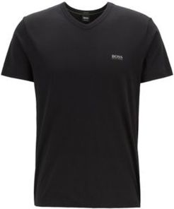 HUGO BOSS - Regular Fit V Neck T Shirt In Soft Cotton - Black