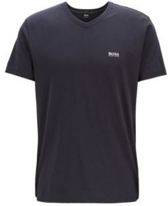 HUGO BOSS - Regular Fit V Neck T Shirt In Soft Cotton - Dark Blue