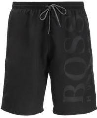 HUGO BOSS - Quick Drying Swim Shorts With Tonal Logo - Black
