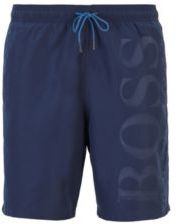 HUGO BOSS - Quick Drying Swim Shorts With Tonal Logo - Dark Blue