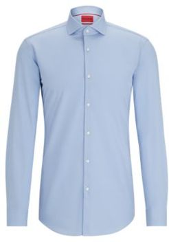 BOSS - Slim Fit Shirt In Cotton With Extra Long Sleeves - Light Blue
