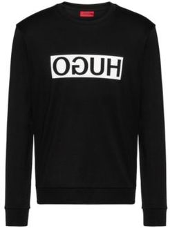 BOSS - Regular Fit Interlock Cotton Sweatshirt With Reverse Logo - Black