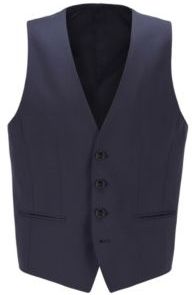 HUGO BOSS - Slim Fit Waistcoat In Virgin Wool - Dark Blue