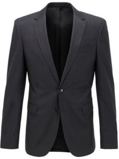 HUGO BOSS - Extra Slim Fit Jacket In Pure Wool - Dark Grey