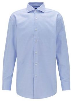 HUGO BOSS - Slim Fit Shirt In Structured Cotton With Spread Collar - Light Blue