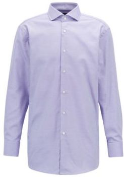 HUGO BOSS - Slim Fit Shirt In Structured Cotton With Spread Collar - Purple