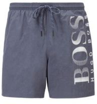 HUGO BOSS - Logo Print Swim Shorts In Technical Fabric - Dark Grey