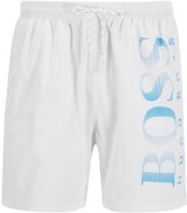 HUGO BOSS - Logo Print Swim Shorts In Technical Fabric - White