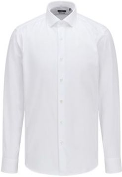 HUGO BOSS - Regular Fit Shirt In Cotton Twill With Spread Collar - White