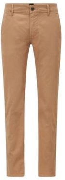HUGO BOSS - Slim Fit Casual Chinos In Brushed Stretch Cotton - Beige